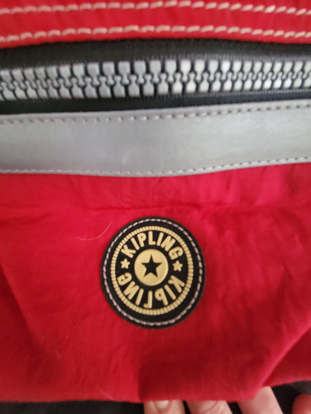 Kipling Red Canvas Backpack with Front Zip Pocket - Brand NEW - Picture 2 of 4